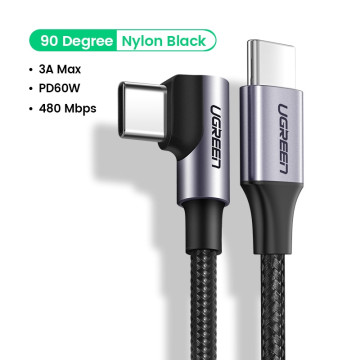 UGREEN 6957303887149 80714 USB-C 2.0 to Angle USB-C cable Black 3M - Image 1