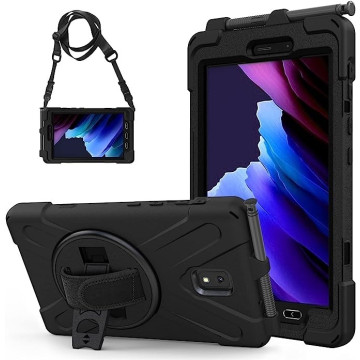 USP HDTACTIVE5 Rugged Samsung Galaxy Tab Active5/Tab Active3 (8') Case Black - Built-in-Kickstand, Hand & Shoulder Strap, DropProof,5 Years Warr - Image 1