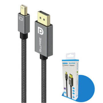 8ware 8W-MDPDP Pro Series 4K 1M 60Hz Mini DisplayPort Male to DisplayPort Male cable high quality Premium connectors support MST monitor (Retail package) - Image 1