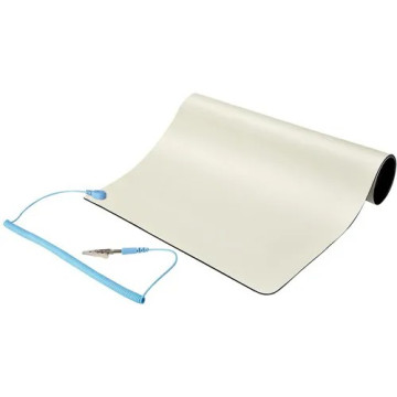 StarTech SM-ANTI-STATIC-MAT 11x18in Anti Static Mat, ESD Mat for Electronics Repair on Tables or Desks, Flexible Work Pad, Detachable Grounding Wire - 600 mm Length x 1200 mm Width - Rectangular - Polyvinyl Chloride (PVC), PVC Foam - Beige - Image 1
