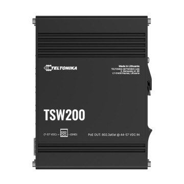 Teltonika TSW2000000B0 TSW200 Industrial PoE+ Ethernet Switch, 2x SFP Ports, 8x PoE+ Ports with speeds up to 1000 Mbps, Power Up to 240 W, PSU excluded - Image 1