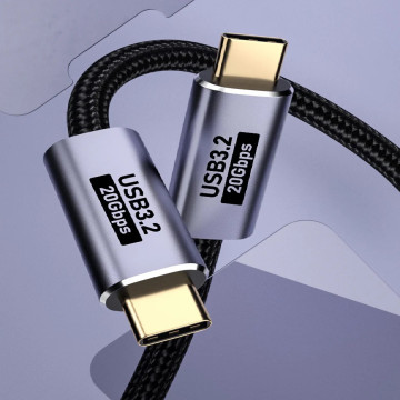USP 6976552042406 BoostUp Cafule Braided USB-C to USB-C (3.2 Gen2) Charge & Video Cable (1.5M) -Black,5A/100W PD,20Gbps,8K/60Hz,USB-C Compatibility,5 Years Warranty - Image 1