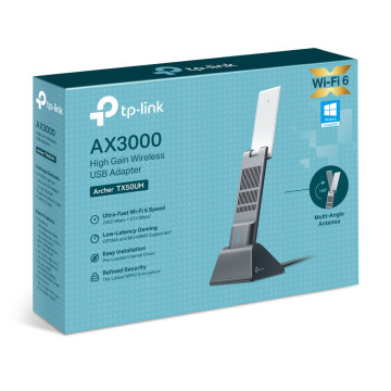 TP-LINK ARCHER TX50UH (E) AX3000 High Gain Wireless USB Adapter, WiFi 6, Speeds up to 2402 Mbps@5GHz, 574 Mbps@2.4GHz - Image 1