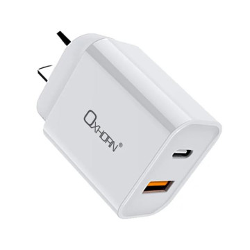 Just You PC NB-PD20 Oxhorn USB Type-C and Type-A 3.0 Quick Charge 20W Charger AC adapter 240V 50/60Hz 1A certified - Image 1