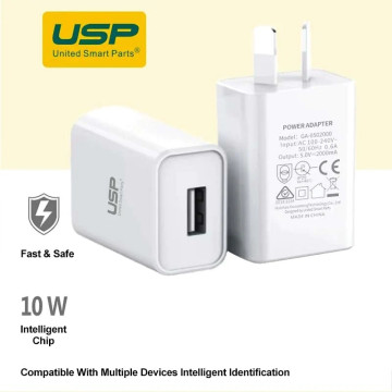 USP 6972475750435 10W USB-A Fast Wall Charger - White, Intelligent Chip, Smart Charging, Output Voltage DC5V/3A, Output Current 2A max, 5 Years Warranty - Image 1