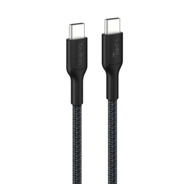 Belkin CAB025FQ1MBK BoostCharge Pro Braided USB-C to USB-C Cable (1M) - Black , 5A/240W, 480Mbps, 350K+ Bend, USB-IF Certified, 2 Years Warranty - Image 1