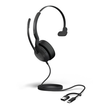 Jabra 25089-899-799 Evolve2 50, USB C/A MS Mono Headset, Bluetooth, 4 microphones, Active Noise Cancellation, Busylight, Call management, Air Comfort technology - Image 1