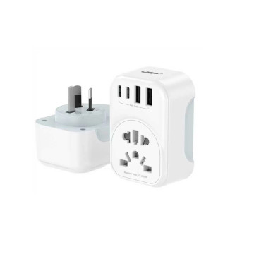 USP 6976552044400 Australian Inbound Travel Adapter 2 USB-A + 2 USB-C + AC Socket, Portable device, 4 Universal Sockets, SAA Certification, 5 Years Warranty - Image 1