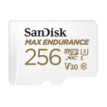 Sandisk SDSQQVR-256G-GN6IA Max Endurance 256GB microSD 100MB/s 40MB/s 20K hrs 4K UHD C10 U3 V30 -40°C to 85°C Heat Freeze Shock Temperature Water X-ray Proof SD Adapter - Image 1