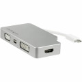 StarTech CDPVGDVHDMDP USB C Multiport Video Adapter 4K/1080p - USB Type C to HDMI, VGA, DVI or Mini DisplayPort Monitor Adapter - Silver Aluminum - 1 x 24-pin Type C USB Male - 1 x Mini DisplayPort DisplayPort 1.2 Digital Audio/Video Female, 1 x 15-pin HD