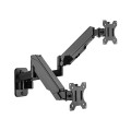 Brateck LDA30-114 Dual Monitor Wall Mounted Gas Spring Monitor Arm 17'-32',Weight Capacity (per screen)8kg, Matte Black