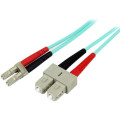 StarTech A50FBLCSC1 1m (3ft) LC/UPC to SC/UPC OM3 Multimode Fiber Optic Cable, Full Duplex 50/125 Zipcord, 100G, LSZH Fiber Jumper Cord - 1m (3.3ft) OM3 Multimode LC/SC-UPC Fiber Cable; 1/10/40/100 Gbps Full Duplex; 50/125um Core w/ Aramid Sheath; Bandwid