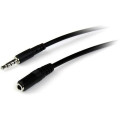 StarTech MUHSMF2M 2m 3.5mm 4 Position TRRS Headset Extension Cable - M/F - Cable for Headphone, Headset, iPhone - First End: 1 x Mini-phone Audio - Male - Second End: 1 x Mini-phone Audio - Female - Extension Cable - Shielding - Black