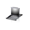 Aten CL5708N-ATA-AU Rackmount KVM Switch Single Rail 8 Port VGA PS/2-USB w/ 19' LCD Display, 2x Custom KVM Cables, 1280x1024@75hz Display, LED Illumination