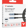 Verbatim 31848 Sync & Charge USB-C to USB-C Cable, 100W PD 3.0 + QC 3.0, LED power display, 480Mbps data, Kevlar core, 30,000 bend tested, 120cm