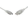 8ware UC-2001ABN USB 2.0 Cable 1m A to Mini-USB B Male to Male Transparent