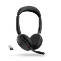Jabra 26699-999-999 Evolve2 65 Flex MS Stereo Bluetooth Headset, Link380a USB-A Dongle, Foldable Design, 2Yr Warranty, 20 hours battery life, ANC 30m Wireless Range