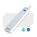 Generic PAD-131P Sansai 4 Way Basic Powerboard (131P) with Master Switch Overload Protecte Reset button Indicator Light 100CM Lead 240VAC 10A