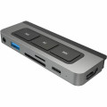 Targus HD449 HyperDrive 6 Port(s) USB Type C Docking Station for iPad, Monitor, Headphone - Memory Card Reader - SD - 60 W Power Supply - Silver - 4K @ 60Hz - 3840 x 2160 - 2 x USB Ports - 1 x USB Type-A Ports - USB Type-A - 1 x USB Type-C Ports - USB Typ