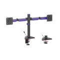 Brateck LDT89-C024L Matte Black Amethyst Articulating RGB Lighting Gaming Dual Monitor Arm, Fit Screen Size: 17'-32'