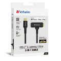 Verbatim 66974 2-in-1 Cable Type C to C & Lightning Kevlar Slide 120cm -BLK