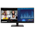 Lenovo 63F2RAR3AU ThinkVision P34W-20 34' 60Hz QHD IPS Monitor 4K 3440x1440 21:09 4ms Height Adjustable Tilt Swivel 100W PD HDMI DP LAN USB Speakers VESA 3yrs