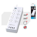 Generic PAD-8088 Sansai 8 Outlet 3*USB-A & 1*USB-C Powerboard Master On/Off switch Surge and overload protected 1M 20W 220-240V 10A IV Retail box