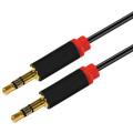 Astrotek AT-3.5MMAUX-1 1m Stereo 3.5mm Flat Cable Male to Male Black with Red Mold - Audio Input Extension Auxiliary Car Cord