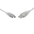 8ware UC-2003ABN USB 2.0 Cable 3m A to B 5-pin Mini Transparent Metal Sheath UL Approved