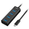 MBEAT MB-C3H-4K USB-C to 4-Port 3.0 Hub - Black USB 3.0 transfer speeds up to 5Gbps Material: ABS Plastic Cable Length: 200mm Weights: 36g
