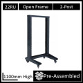 LDR WB-OR-B6622 Flat Packed 22U 2-Post Open Frame Rack, Black Metal Construction