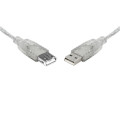 8ware UC-2003AAE USB 2.0 Extension Cable 3m A to A Male to Female Transparent Metal Sheath Cable