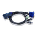 Aten CS62US-AT Compact KVM Switch 2 Port Single Display VGA w/ audio, 0.9m Cable, Computer Selection Via Hotkey,
