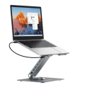 Simplecom CHT660 Adjustable Aluminium Laptop Stand with 6-Port USB-C Docking Station Dual 4K HDMI Display Compatible with laptops from 10 to 17 inches