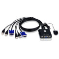 Aten CS22U-AT Compact KVM Switch 2 Port Single Display VGA, Remote Port Selector, USB Hot-Plugging