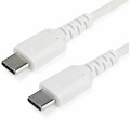 StarTech RUSB2CC2MW 2m USB C Charging Cable - Durable Fast Charge & Sync USB 2.0 Type C to C Charger Cord - TPE Jacket Aramid Fiber M/M 60W White - Cable for Mobile Device, MacBook, iPad Pro - First End: 1 x 24-pin USB 2.0 Type C - Male - Second End: 1 x