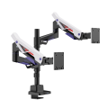 Brateck LDT95-C024UCP-BLKWH LDT95-C024UCP Atlas Neo Gaming Pole-Mounted Dual Monitor Arm with USB-A & USB-C Ports For most 24'~57' Monitors, Matte Black & White
