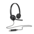 Logitech 981-000477 H340 Plug-and-Play USB Headset with Noise Cancelling Microphone Comfort Design for Windows Mac Chrome 2yr wty Headphones