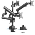 Brateck LDT20-C036UP Triple Monitor Aluminum Slim Pole Held Mechanical Spring Monitor Arm Fit Most 17'-27' Monitors Up to 7kg per screen VESA 75x75/100x100