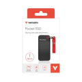 Verbatim 32192 1TB Pocket SSD USB 3.2 Gen 2 1TB Black Red Convenient Keyring cable holder. Compact, Rugged. Ultra Lightweight Performance 58g Portable B