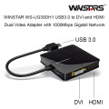 Winstars USBVGAUG39DH1W USB 3.0 Dual Head Display with Gigabit Ethernet Adapter (WS-UG39DH1)