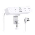 Chosen Brother POWCB48DC PD 30W Desk Clamp Powerboard Fast Charging Station, 4 Outlets with 2 USB-C 2 USB-A, Surge Protected, 1.5M Extension Cord Desktop Mounted