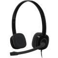 Logitech 981-000587 H151 Stereo Headset Light Weight Adjustable Headphones with Microphone 3.5mm jack In-line audio controls Noise-cancelling