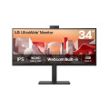 LG 34BA85QE-B 34' UltraWide QHD Curved IPS 60Hz Monitor, 3440x1440, sRGB 99%, HDR10, Full HD Webcam/Mic/Speakers, USB-C 90W PD, RJ45, Adj Tilt/Height/Swivel