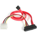 StarTech SAS729PW18 S18in SAS 29 Pin to SATA Cable with LP4 Power - Cable for Host Bus Adapter, RAID Controller, Storage Device - First End: 1 x 7-pin SATA - Male - Second End: 1 x LP4 Power - Male, 1 x 29-pin SFF-8482 SAS - Red