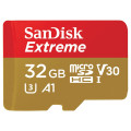 Sandisk SDSQXAF-032G-GN6AA Extreme 32GB microSD SDHC V30 U3 C10 A1 UHS-1 100MB/s R 60MB/s W 4x6 SD Adaptor Android Smartphone Action Camera Drones >16GB