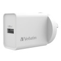 Verbatim 66590 USB Charger Single Port 2.4A - White Single Port Wall Charger Rohs, CE, Apple, Android, tablet, Handheld. OC, OV, SS, OT, Fire Resistant.