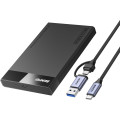 BENFEI 6971785944022 000385BK 2.5 Inch SATA to USB-A + USB-C Tool Free External Hard Drive Enclosure (6Gbps, Optimized for SSD, Support UASP SATA III)
