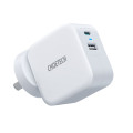 Choetech 6971824978797 PD5002 38W Fast Charging Dual Ports AC Adapter - USB QC3.0 18W + PD 20W White