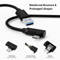BENFEI 6971785944480 000375BK-3M USB 3.0 to Right Angled USB-C Fast Charging Cable Data Sync, Durable PVC Black 3M